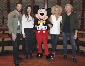 LAKE BUENA VISTA, Fla. (January 13, 2017) Five-time CMA Vocal Group of the Year winner Little Big Town and Mickey Mouse, kick off the Music In Our Schools Tour by surprising Wadsworth High School Choir during a Disney Performing Arts music workshop at Saratoga Springs Resort Performance Hall at Walt Disney World.